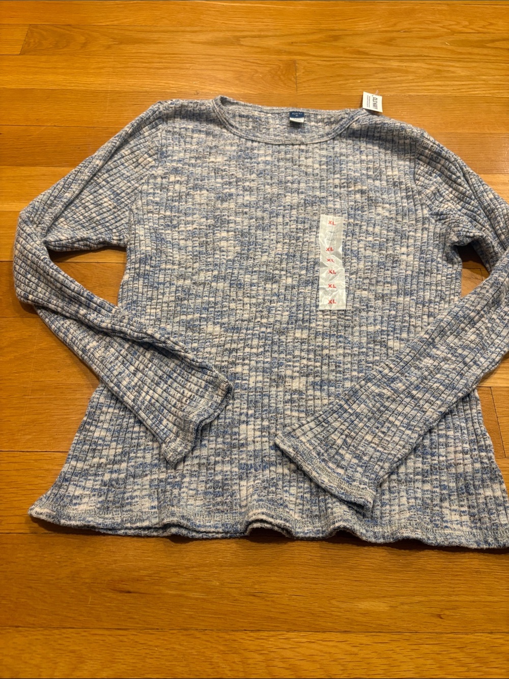 Old Navy Women's Blue Heather Ribbed Crewneck Sweater